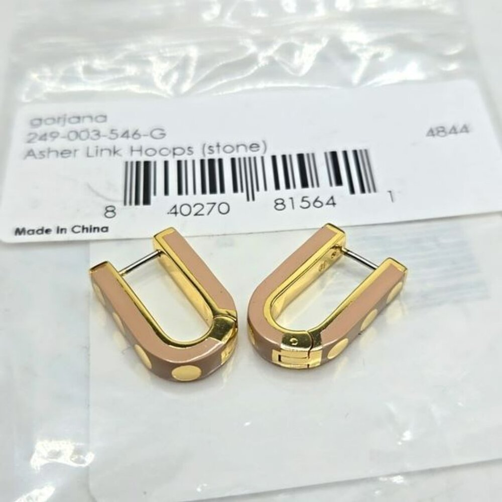 Gorjana Gold Asher Link Hoops Earrings in Stone - Picture 3 of 3